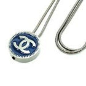 Chanel Necklace Silver Black #1140